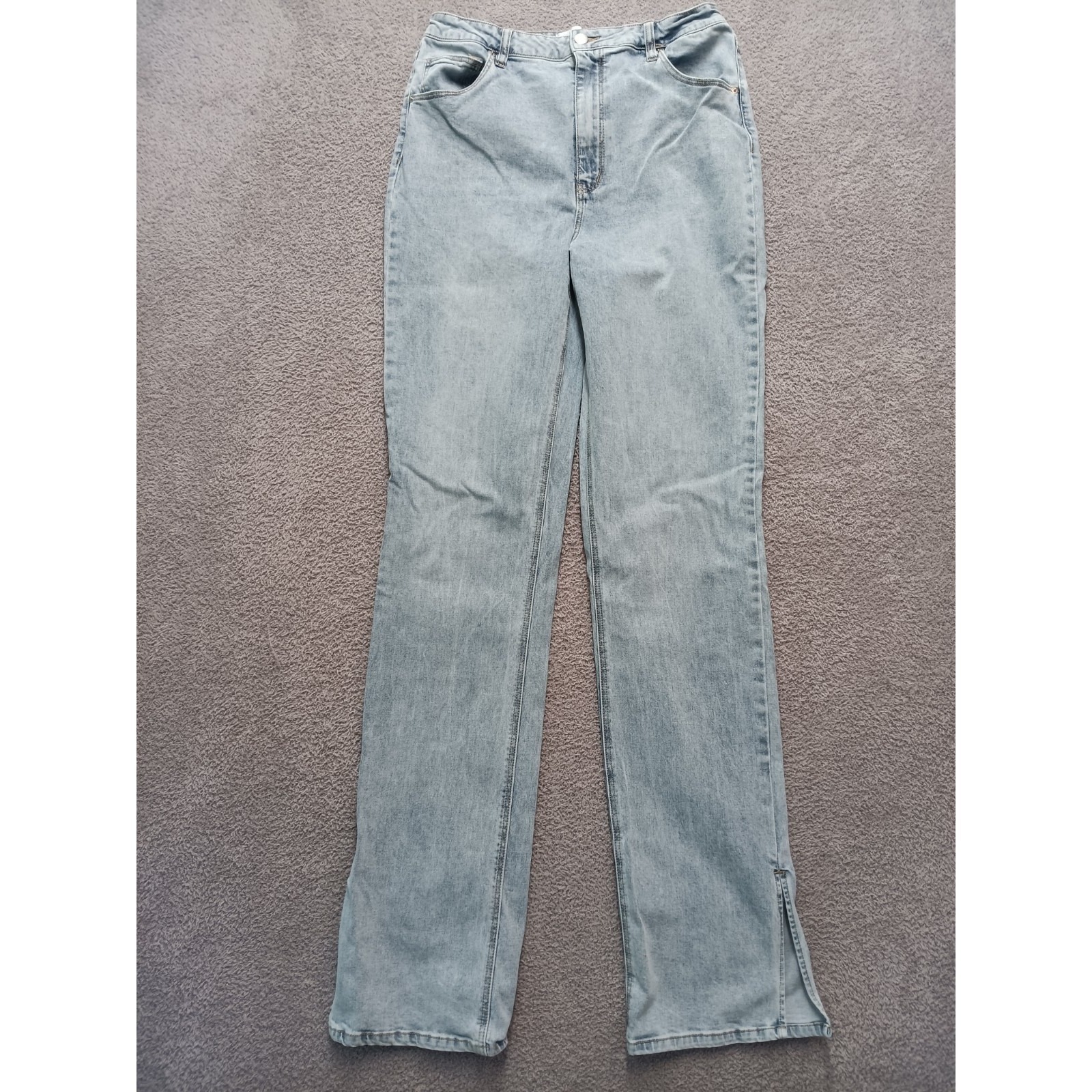 Fashion Nova Women's Straight Jeans Size 15 Tall Light Wash Zip Hem